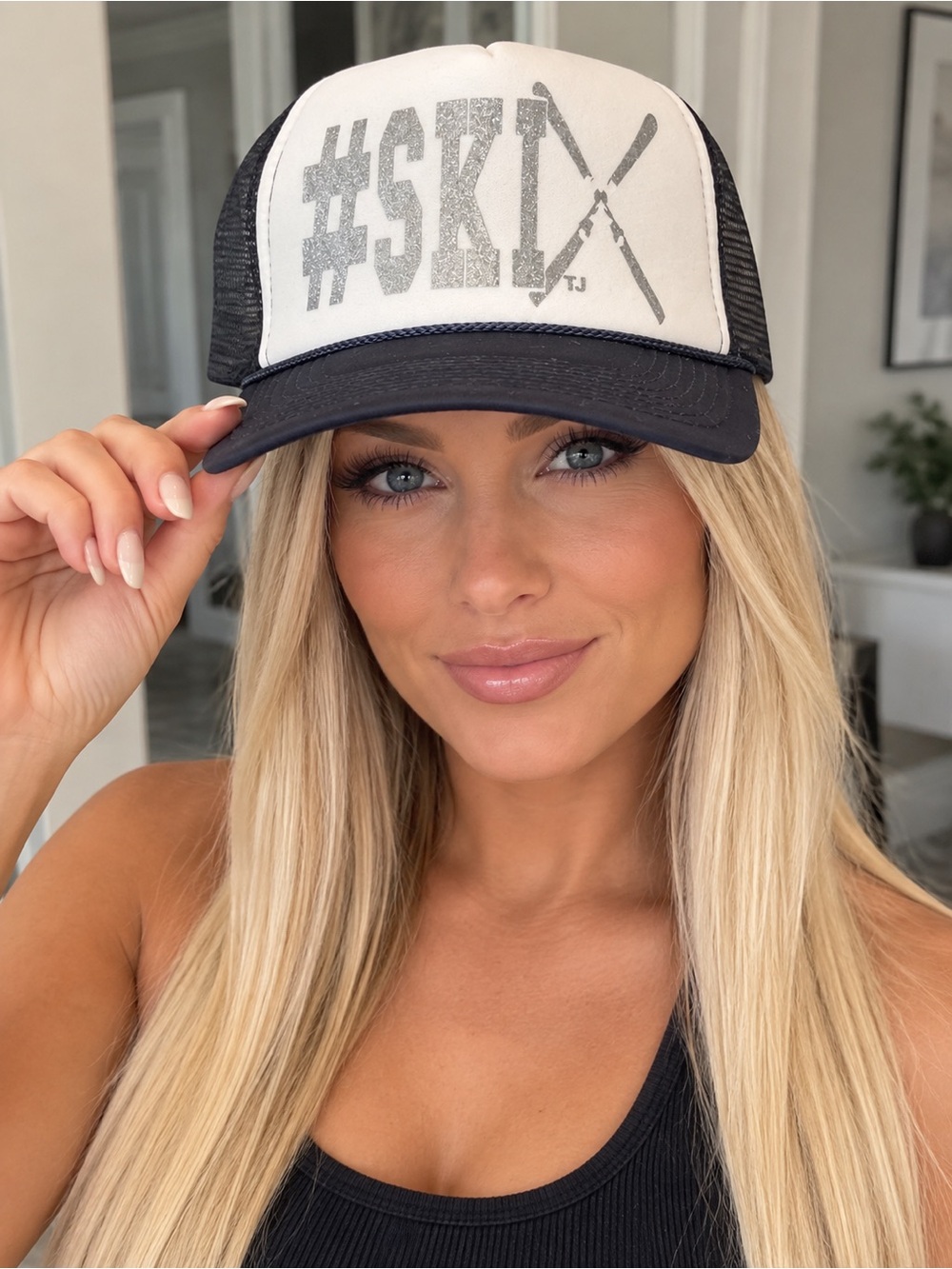 Navy Blue & White #SKI Trucker Hat - Unbranded